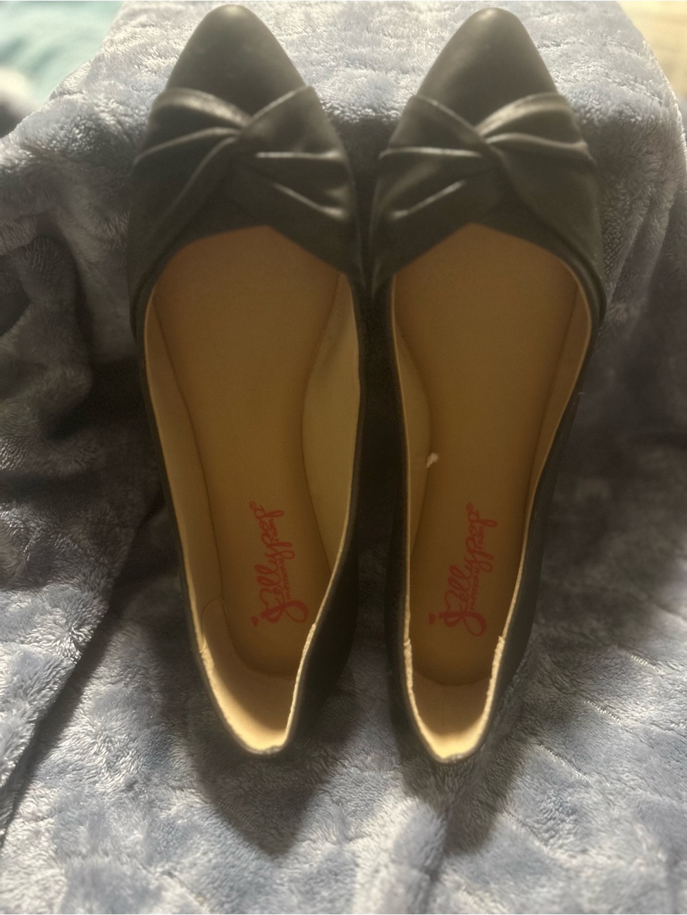 Jellypop Black Pointed Knot Slip-On Flats